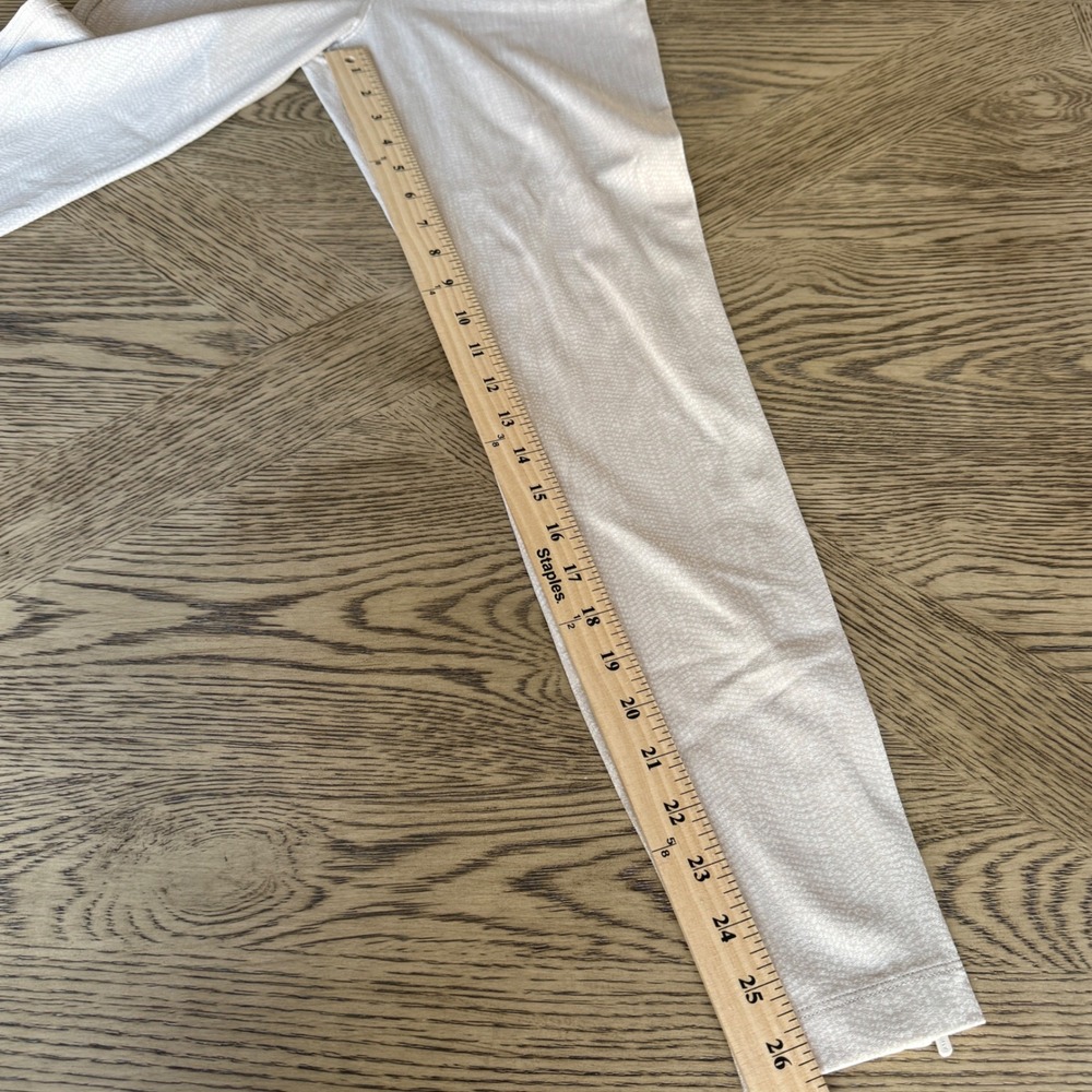 Athleta Textured Print Cropped Ankle Pants Beige White Small Zipper Hem Pockets - Picture 6 of 10